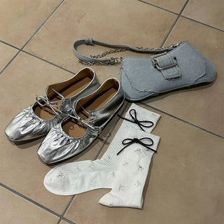 Denim buckle shoulder bag