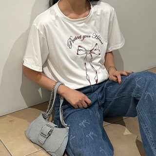 Denim buckle shoulder bag