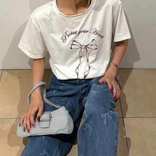 Denim buckle shoulder bag