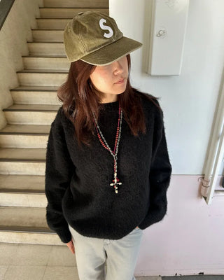 (Unisex) Wool Blend Round Neck Hairy Knit