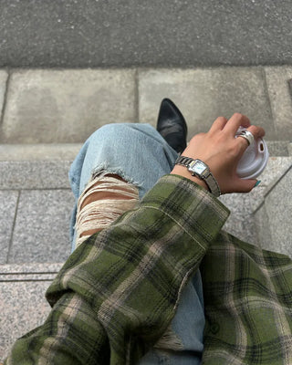 Metal band square handwatch