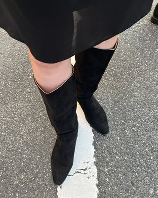Suede Shirring Long Boots