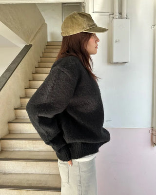 (Unisex) Wool Blend Round Neck Hairy Knit
