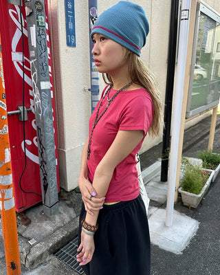 Short-sleeved semi-cropped color T-shirt