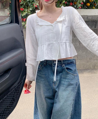 Frilled ribbon blouse