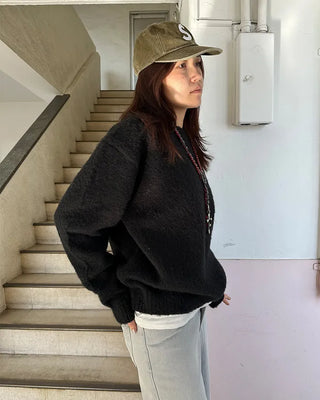 (Unisex) Wool Blend Round Neck Hairy Knit