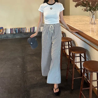 Striped wide-leg pants