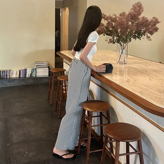 Striped wide-leg pants