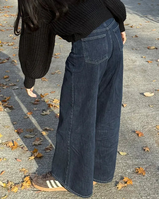 Blue denim wide-leg pants
