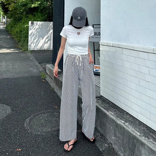 Striped wide-leg pants