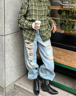 Unique distressed vintage jeans