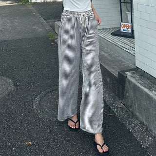 Striped wide-leg pants