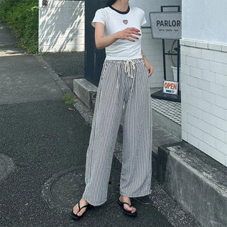 Striped wide-leg pants