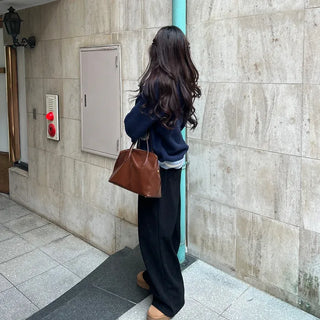 Corduroy strap wide pants