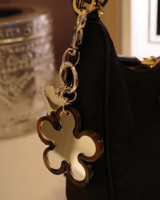 Leopard Flower Mirror Keyring