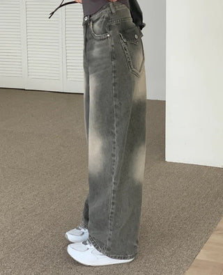 Back pocket denim pants