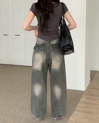 Back pocket denim pants