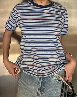 Mixed Border Semi-Cropped Half T-Shirt