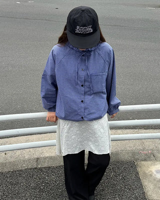 Checkered button hoodie