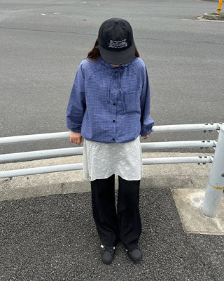 Checkered button hoodie