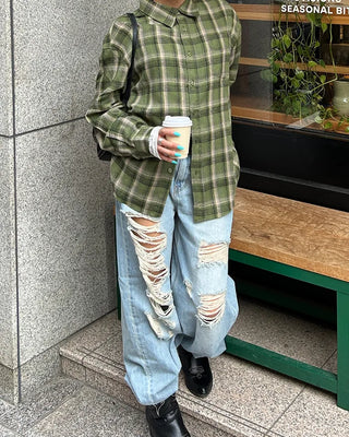 Unique distressed vintage jeans