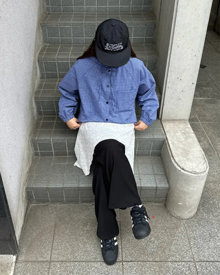 Checkered button hoodie