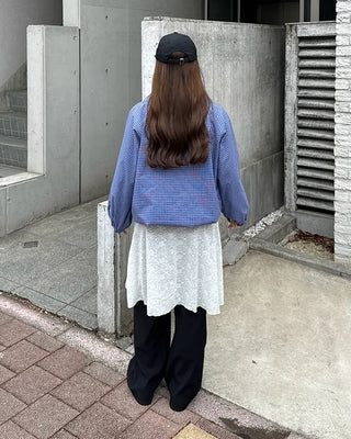 Checkered button hoodie