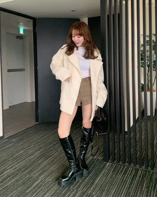 Color Button Half Coat