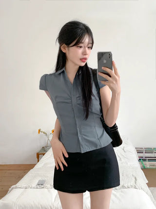 [Includes inner shorts] Slim slacks mini skirt