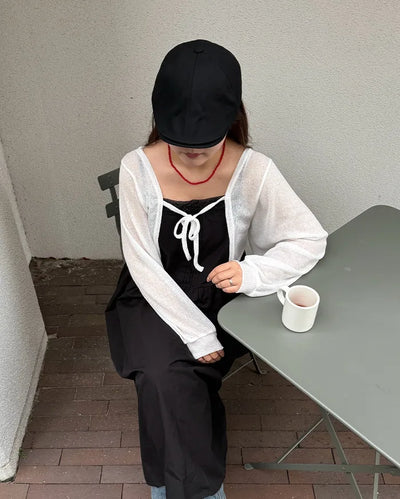Strappy sheer bolero cardigan