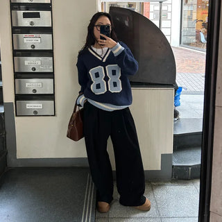 88 V-neck bicolor knit
