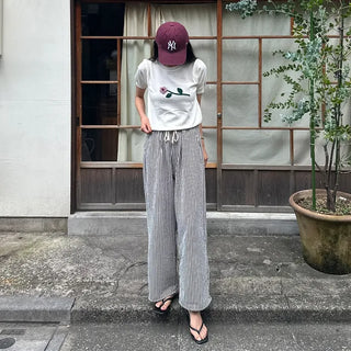 Striped wide-leg pants
