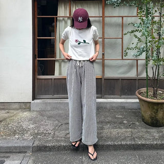 Striped wide-leg pants