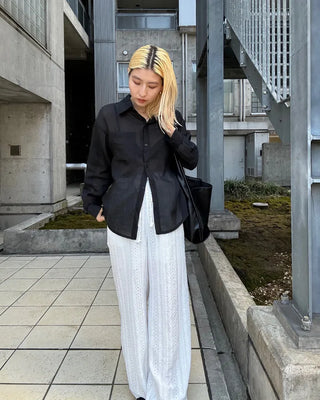 Round hem sheer loose shirt
