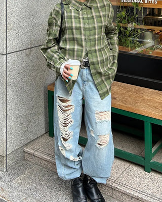 Unique distressed vintage jeans