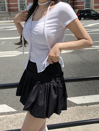 Shirred Sleeveless Cardigan Set