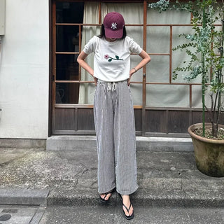 Striped wide-leg pants