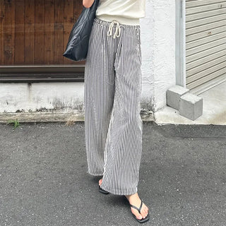 Striped wide-leg pants