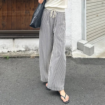 Striped wide-leg pants