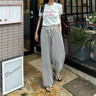 Striped wide-leg pants