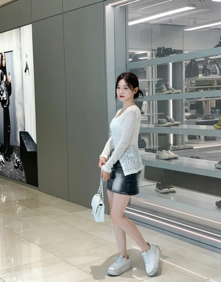 Long slit net cardigan (2 colors)