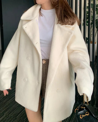 Color Button Half Coat