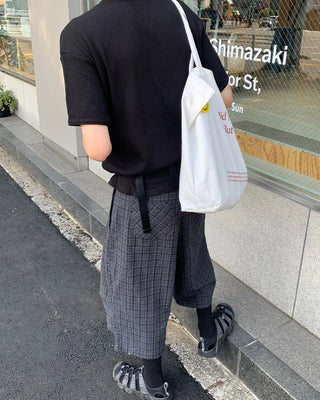 Waffle Henley Neck Short-Sleeve Knit