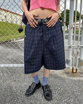 (ORIGINAL) Tartan Check Half Wide Easy Pants