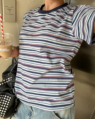 Mixed Border Semi-Cropped Half T-Shirt
