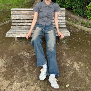 Vintage Wash Wide Denim