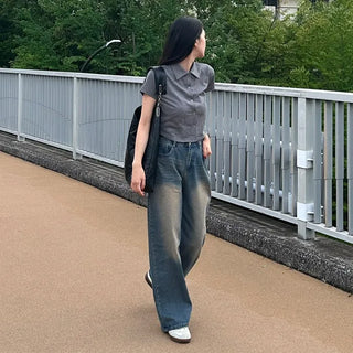 Vintage Wash Wide Denim