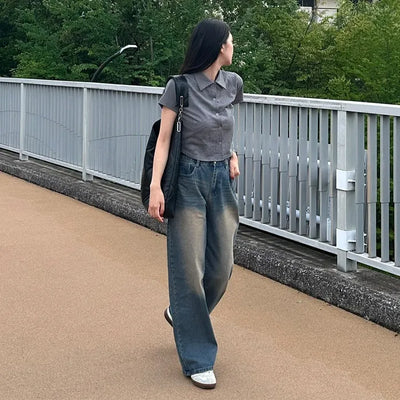Vintage Wash Wide Denim