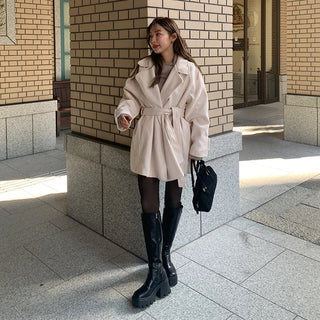 High-neck half coat