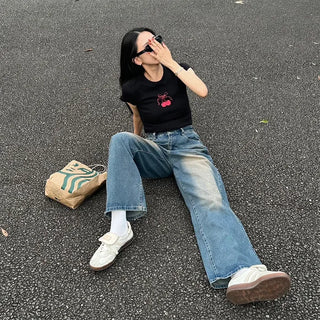 Vintage Wash Wide Denim